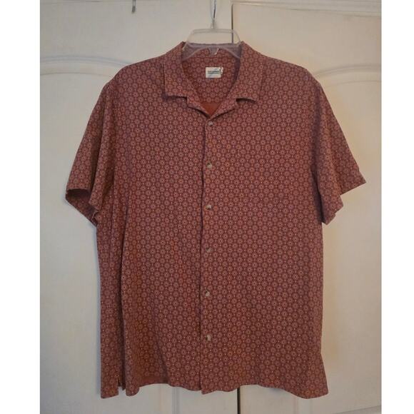 Fair Harbor Other - Fair Harbor Salmon Printed Short Sleeve Button Down Shirt XL Organic Cotton